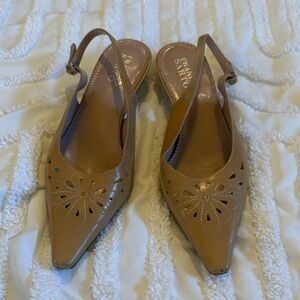 Franco Sarto Brown Cutout Slingback Heels